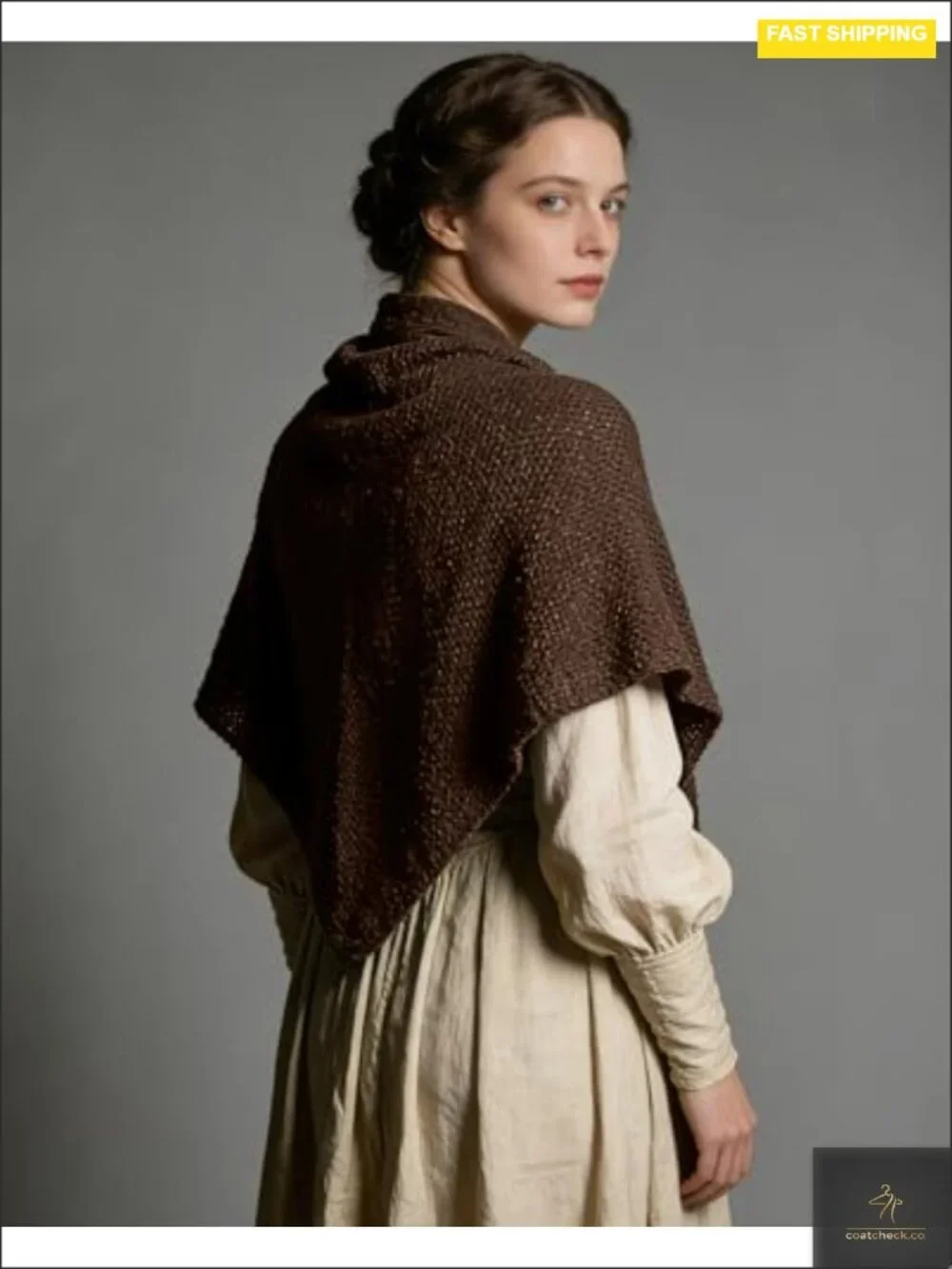 Women's Knitted Sontag Shawl Sweater Wrap Triangle Scarf Cape for Viking Celtic